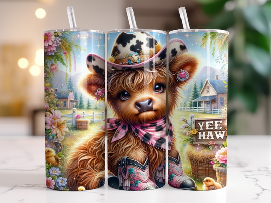 Highland Cow in Cute Cowboy Outfit  20 oz Tumbler