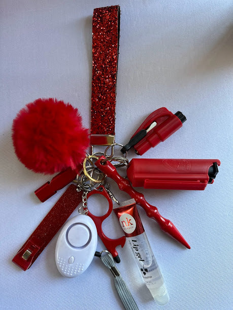 Live Red Sparkle  Self Defense Keychain Set
