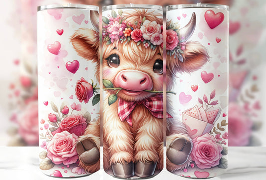 CUTE PINK HIGHLAND COW|| Sublimation Tumbler || Stainless Tumbler