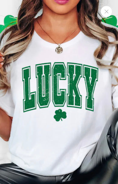 Lucky Shirt  in Varsity Letter Font
