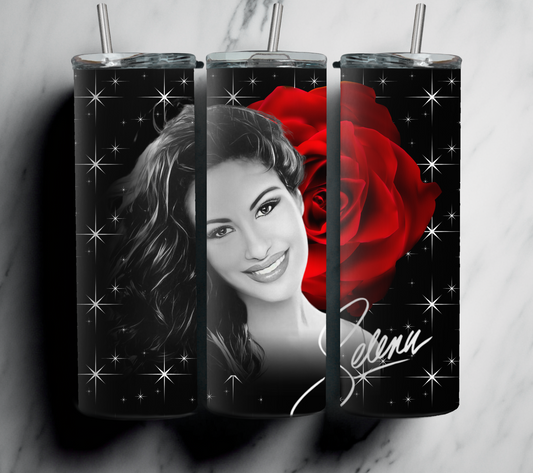 Inspired by Selena stars 20 oz tumbler With Straw
