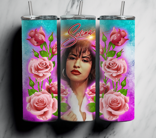 Copy of Inspired Selena Pink Rose Music 20 oz tumbler With Straw