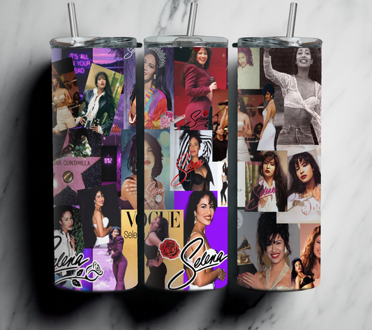 Inspired Collage Selena Music 20 oz tumbler With Straw
