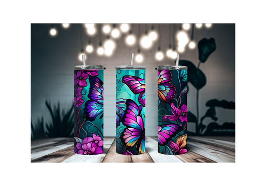 Stained Glass Butterfly || Sublimation Tumbler || Stainless Tumbler